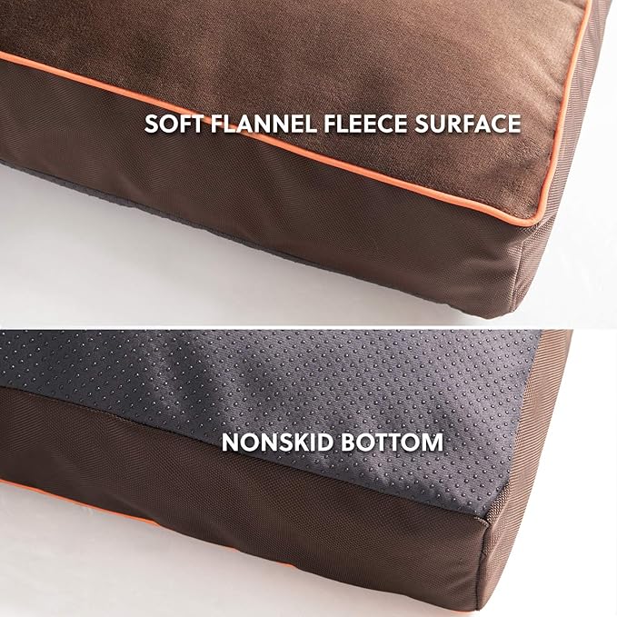 Bedsure Waterproof Dog Bed for Medium Dogs - 4 Inch Thicken Up to 45lbs Pet Mat Pillows with Removable Washable Cover, Brown