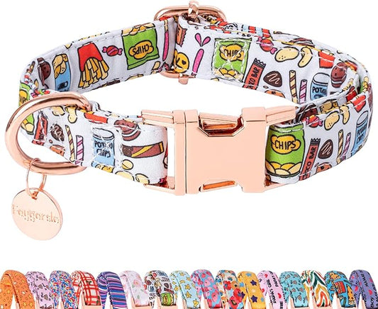 Faygarsle Snack Pattern Dog Collar for Small Medium Large Dogs Cute Puppy Collars for Female Dogs for Summer Spring Wedding Necklace Girl Dog Collar S