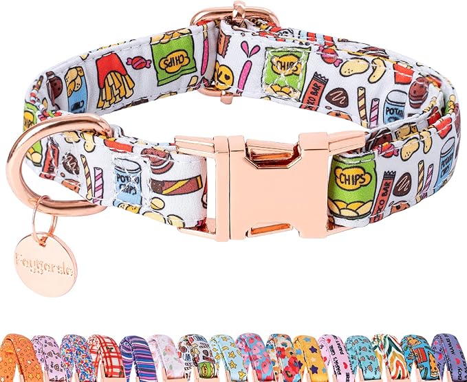 Faygarsle Snack Pattern Dog Collar for Small Medium Large Dogs Cute Puppy Collars for Female Dogs for Summer Spring Wedding Necklace Girl Dog Collar XS