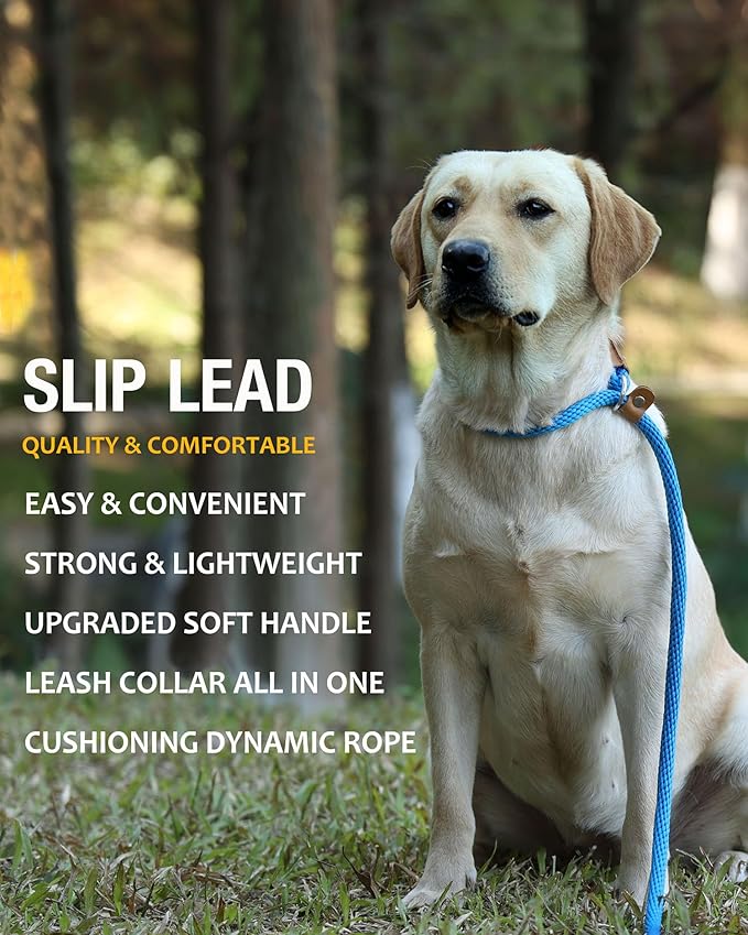 lynxking Slip Lead Dog Leash, 8 FT x 1/2" Heavy Duty Dog Loop Leashes, Comfortable Strong Rope Slip Leash for Dogs