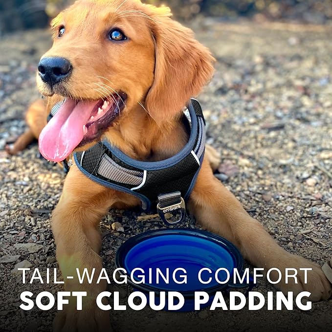 Embark Adventure Dog Harness, Reflective Trim No Pull Dog Harnesses for Small Sized Dogs - Military Grade Nylon, Front Clip with Gel Lined Handle. Soft & Padded Puppy Harnesses.