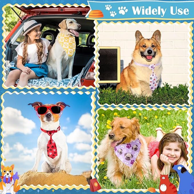 72 Pcs Dog Bandanas Tie Set Cute Bulks Pet Scarves with Paw Cat Pattern Adjustable Cute Dog Triangle Scarfs Neck Ties for Holiday Birthday Accessories