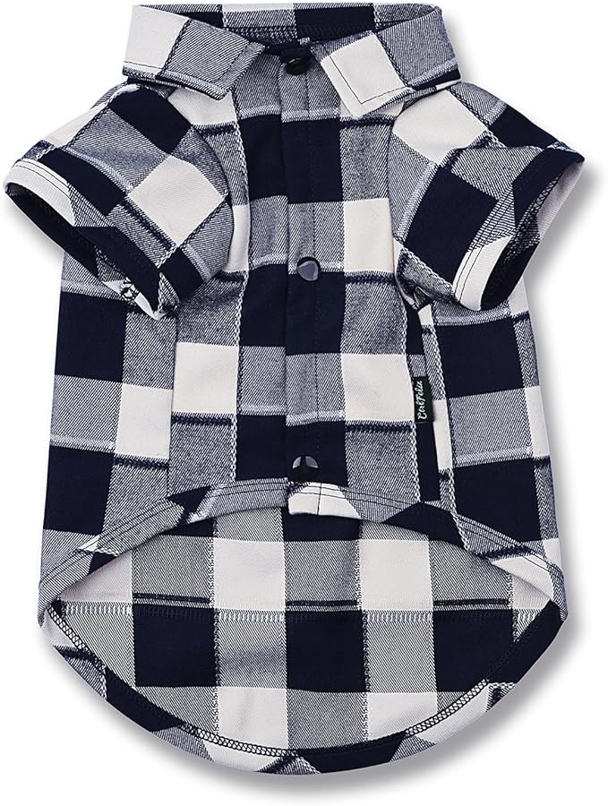 Dog Shirt Plaid Puppy Clothes for Small Medium Large Dogs Cats Boy Girl Kitten Soft Pet T-Shirt Breathable Tee Outfit Adorable Grid Apparel Halloween Thanksgiving [Blue#1; S]