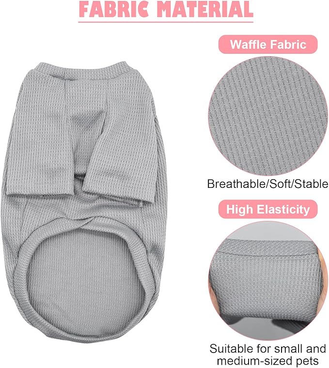 4 Pack Striped Dog Shirts Waffle Dog Clothes for Small Medium Dogs, Stretchy Dogs Boy Girl Dog T-Shirts Lightweight, Soft and Breathable Puppy Kitten Dog Shirts for Chihuahua