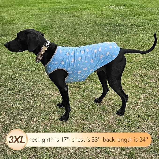 KYEESE 2 Pack Dog Cooling Shirts for Large Dogs Breathable Instant Cooling Dogs Vest for Summer Dog Clothes XXXL
