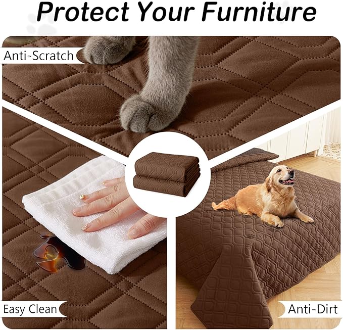 hyha Waterproof Dog Bed Blanket, Soft Pet Blankets, Waterproof Couch Cover for Dogs, Reversible Sofa Covers Washable for Furniture (30x70 Inch, Chocolate/Brown)