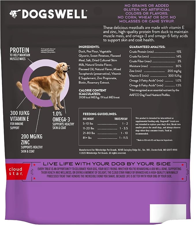 Dogswell Skin & Coat Duck Recipe Meatballs - 14 oz.