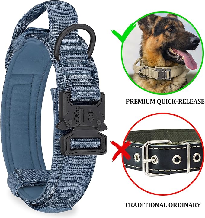 COOYOO 3-Piece Tactical Dog Collar Set - Adjustable Military Nylon with Control Handle and Heavy Metal Buckle for Medium & Large Dogs