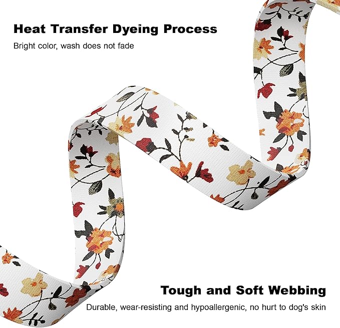 Tpotato Reflective Combination Pattern Girl Dog Collar for Puppy Small Medium Large Breed Dogs,Female Cute Floral Designer Dog Collars,Adjustable Soft Nylon Pet Collar,Quick Release Dog Collar M