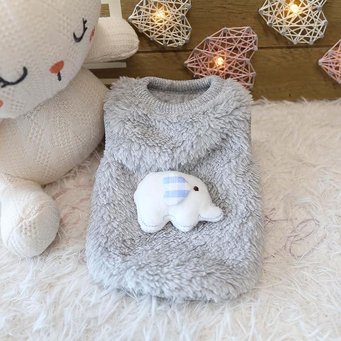 FLAdorepet 3 Packs Teacup Dog Cat XXS Clothes for Chihuahua Yorkie,Winter Warm Fleece Puppy Pet Clothes Sweater Shirt Vest for Mini Newborn Extra Small Dogs (Elephant, XXS(Pet 1-2LBS))