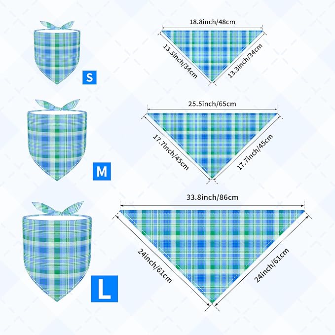 30 Pcs Plaid Dog Bandanas for Small Dog Polyester Medium Dog Bandana Bulk Reversible Print One Side Large Plaid Scarves Party Grooming M