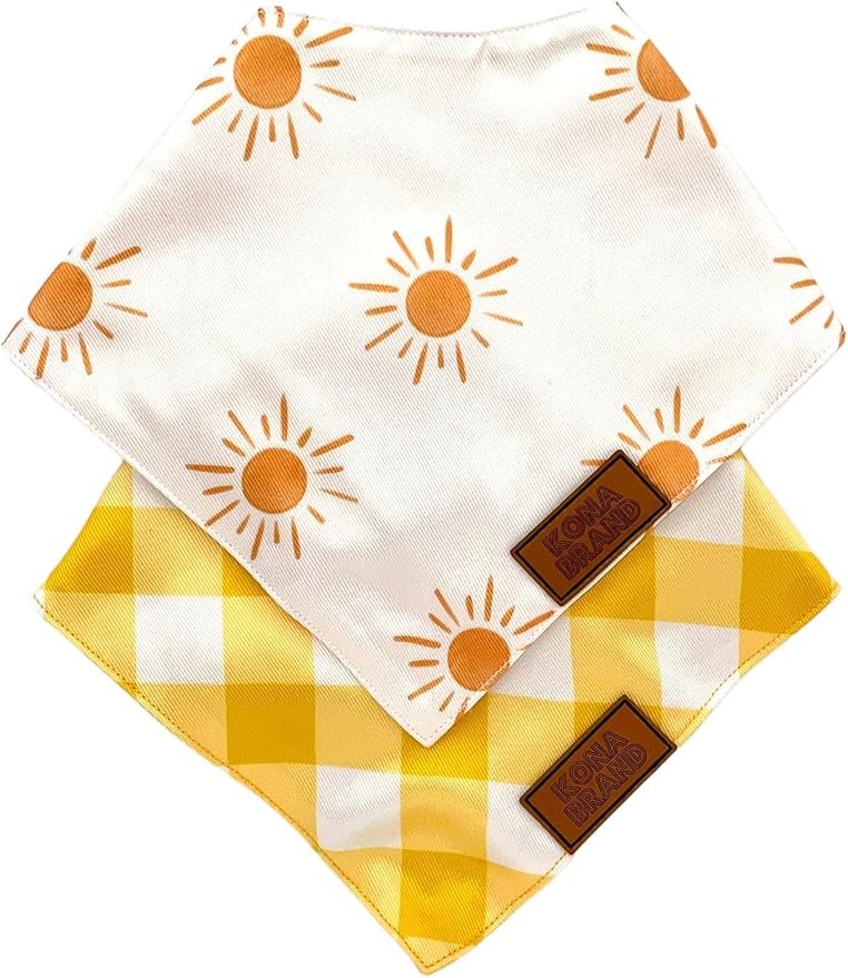KonaBrandCo- Premium Handmade Dog Bandana | Dual Layered Silky Durable Polyester Fabric | Adjustable Fit Custom Shape- Won't Roll (Medium, BETSY)