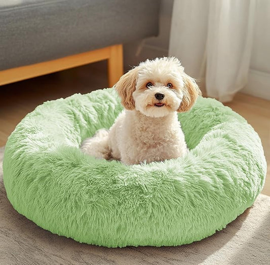 JOLLYVOGUE Dog & Cat Bed, Calming Anti-Anxiety Pet Bed for Small Dogs, Fluffy Donut Cushion for Small and Medium Pets (24")