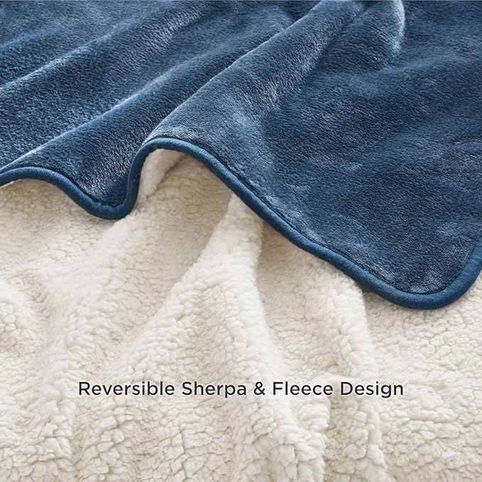 Bedsure Waterproof Dog Blankets for Small Dogs - Small Cat Blanket Washable for Couch Protection, Sherpa Fleece Puppy Blanket, Soft Plush Reversible Throw Furniture Protector, 25"X35", Blue