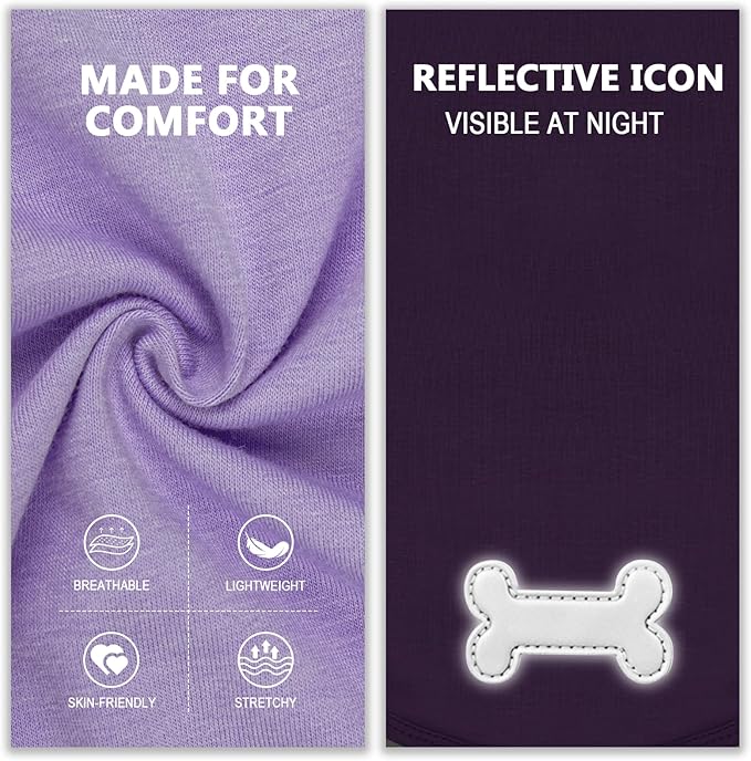 KYEESE 2Pack Dog Shirts Small Tee Soft for Small Dogs Striped T Shirt Lightweight Sleeveless Vest Cotton Tank Top Clothes, Large,Purple+Striped