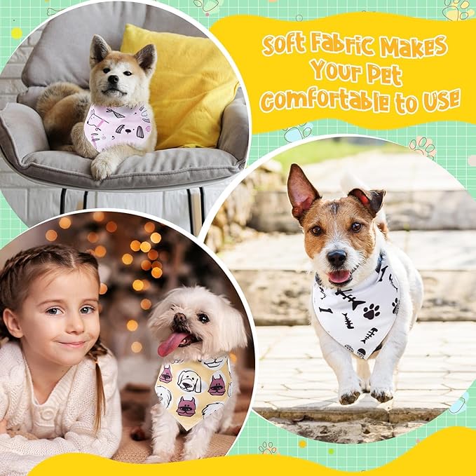 200 Pcs Dog Bandana Bulk Spring Summer Hawaii Pet Party Bandana Scarf Adjustable Puppy Kerchief Triangle Bibs Holiday Grooming Supplies for Small Medium Dogs Cat Costume Accessory Outfit(Dog Paw)