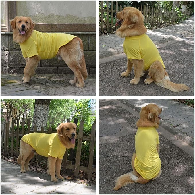 Lovelonglong Pet Clothing Dog Costumes Basic Blank T-Shirt Tee Shirts for Medium Large Dogs Yellow XXXL