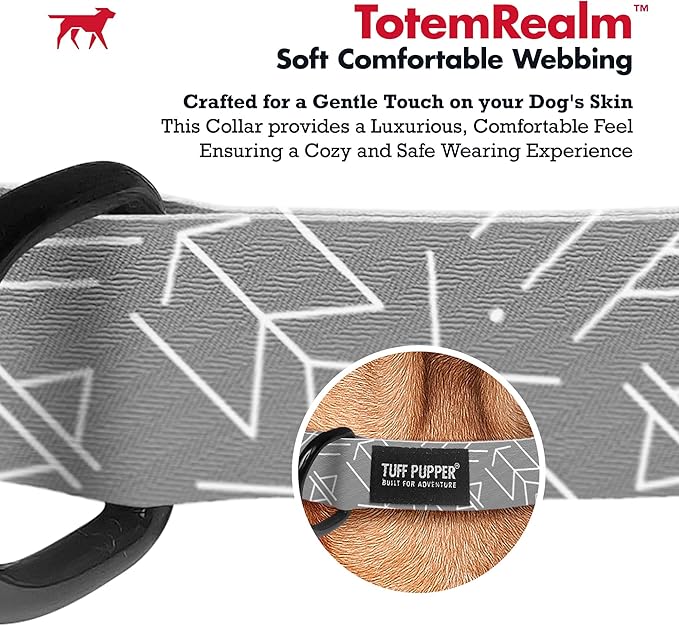 Tuff Pupper Premium Adjustable Dog Collar for Small Boy & Girl Dogs, Stylish Pattern Collars Designed in USA, Quick Release Buckle, TotemRealm Print, Small (0.7 Inch Wide x 8-12 Inch Neck)