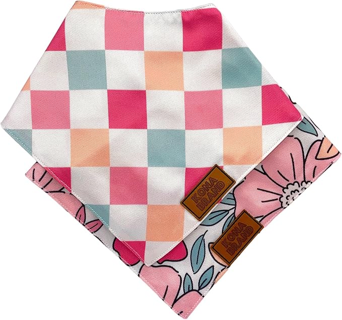 KonaBrandCo- Premium Handmade Dog Bandana | Dual Layered Silky Durable Polyester Fabric | Adjustable Fit Custom Shape- Won't Roll (Small, SASSY)