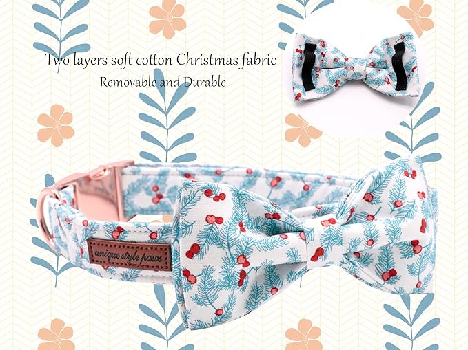 Unique style paws Christmas Dog Collar, Pet Collar Dog Bow tie Collar Gift for Girl or Boy Dogs, Adjustable Dog Collar for X-Large Dogs