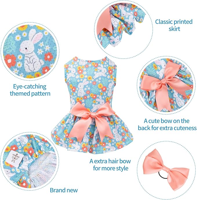 CuteBone Dog Easter Dress Puppy Sundress Pet Outfit Summer Fashion for Small Dogs Girl Cat Clothes BF08XXS