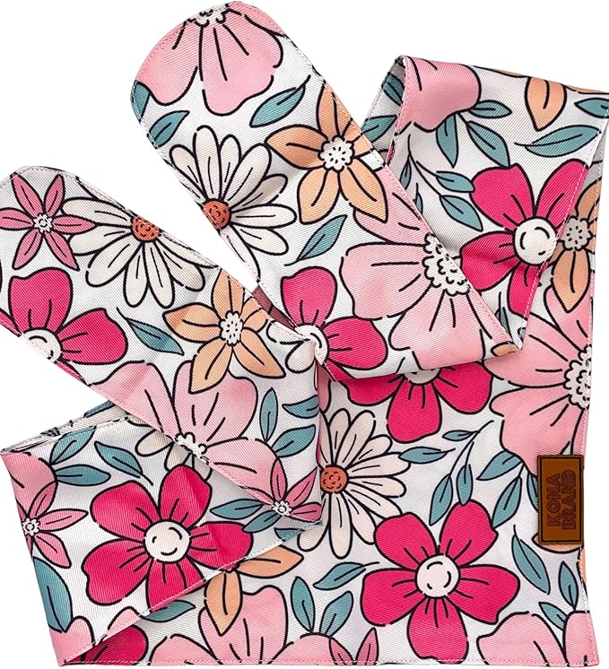 KonaBrandCo- Premium Handmade Dog Bandana | Dual Layered Silky Durable Polyester Fabric | Adjustable Fit Custom Shape- Won't Roll (Medium, KONA BUG)