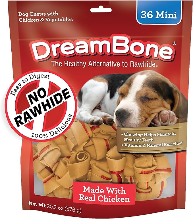 DreamBone Mini Chews With Real Chicken Chews for Dogs, 36 Count, These Rawhide-Free Chews are a Dog’s Favorite Distraction