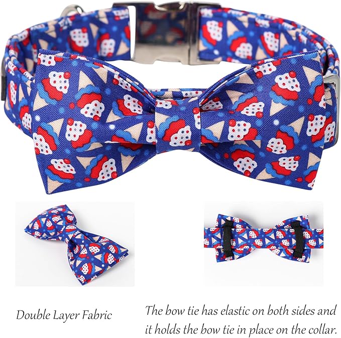 Lionet Paws Design Dogs Collar Cute Adjustable 4th of July Collars for Boy Male Small Medium Dogs with Sundae L