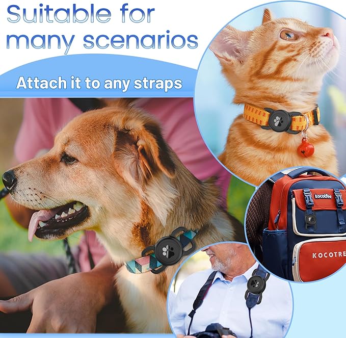 SANKALA Airtag Dog Collar Holder, [1 Pack] Waterproof Dog Airtag Holder, Silicone Full Body Covered Anti-Lost Protective Apple Air Tag Holder for Pet Collar - Fits All Width Collars, Black