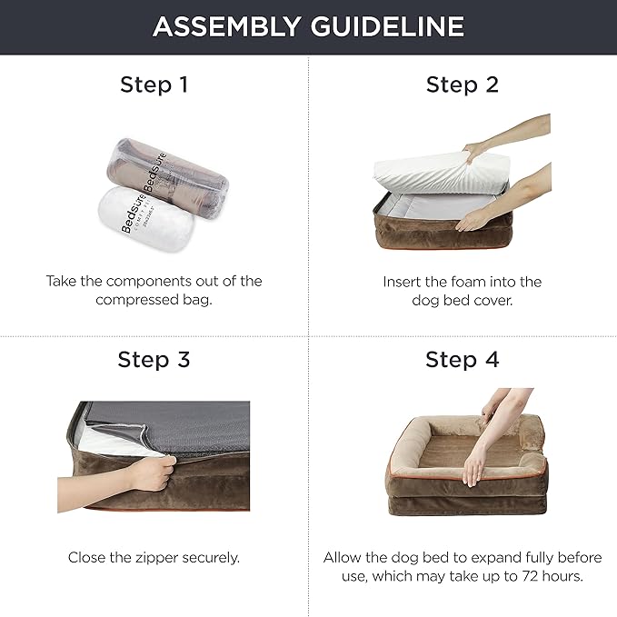 Bedsure Orthopedic Dog Bed for Small Dogs - Removable, Washable Cover and Bolster with Waterproof Lining and Nonskid Bottom