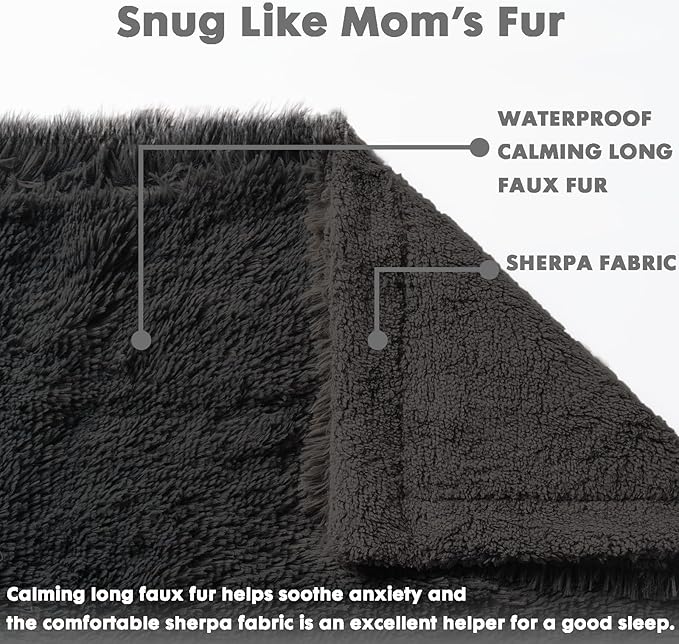 gogobunny Waterproof Dog Blanket for Large Dogs, Cats, Puppy, Reversible Faux Fur Pet Throw Blanket, Washable,Calming Furniture Protection for Sofa Bed (60x80 Inch (Pack of 1), Black)