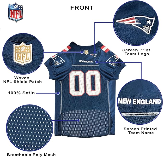 Pets First NFL New England Patriots MESH Jersey for Dogs - X-Small, Football Costume for Dogs & Cats, Licensed Dog Shirt NEP-4145-SM-DS