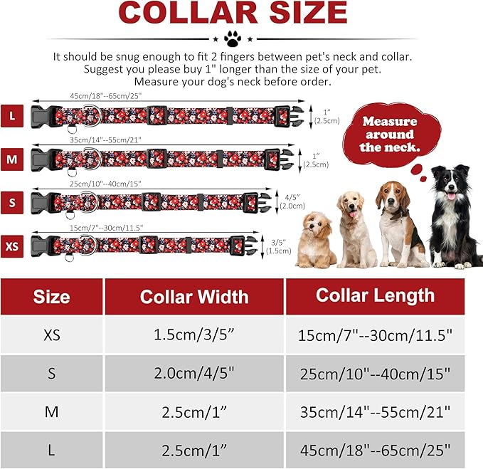 Dog Collars and Bandanas - Soft Adjustable Fancy Floral Boys Girls Puppy Collar for Small Medium Large Dogs.