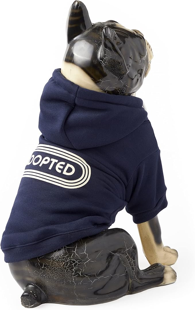 Adopted Dog Hoodie from Brass Monkey - X-Small (14" Chest), Includes 2 White Drawstrings and Velcro Fasteners, Cute Dog Accessories with Vintage Inspired Designs, Makes a Great Gift for Dog Lovers!