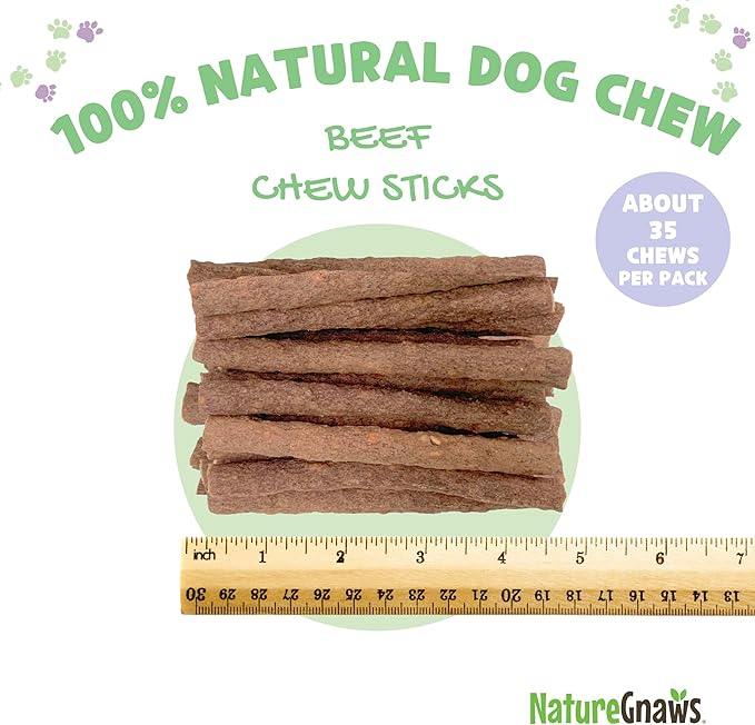 Nature Gnaws Beef Chew Sticks for Dogs 1LB - Premium Natural Dog Treats - Limited Ingredient Long Lasting Rawhide Free Dental Chews