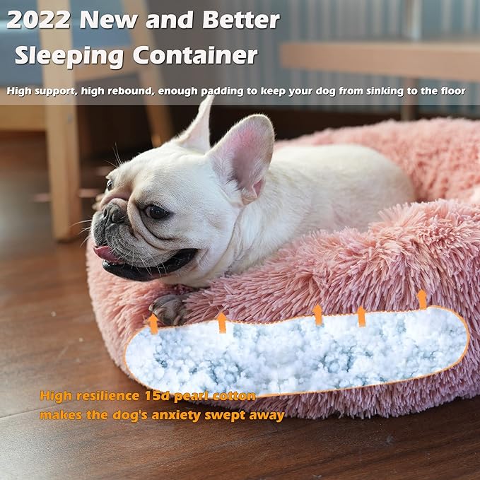 Puppy Beds for Small Dogs Washable 23 Inches Deep Sleep Calming Bed for Girls Chihuahua,Pet Dog Beds Fits up to 20 lbs Pets Beds Machine Washable Dog Bed,Pink