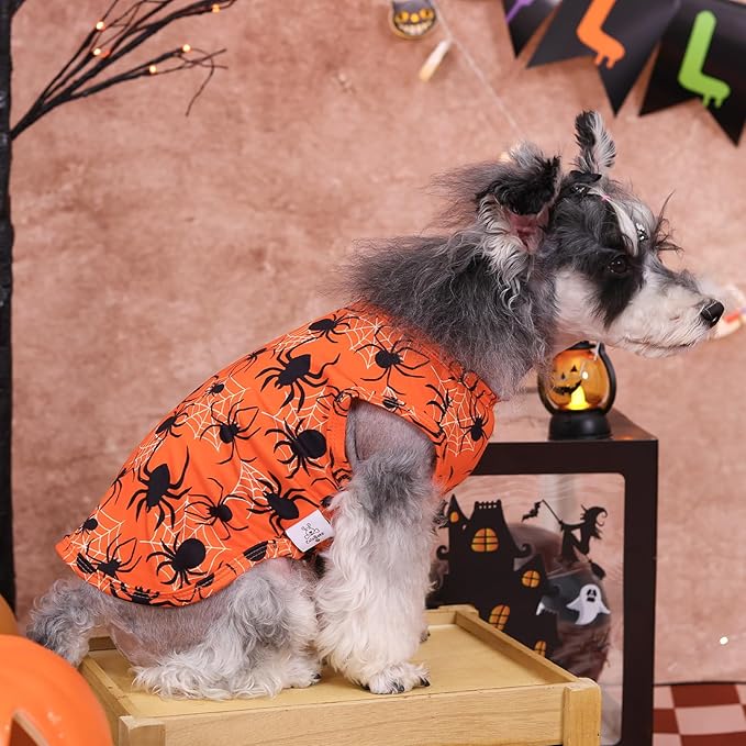 CuteBone Halloween Dog Shirts 2-Pack Soft Pet Clothes Breathable Summer Vest for Small Puppy and Stretchy Cat Apparel 2BX22XS