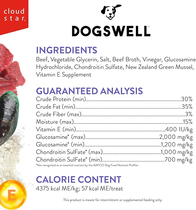 DOGSWELL 842190 Hip & Joint Beef Jerky Pet Food, 10 Oz