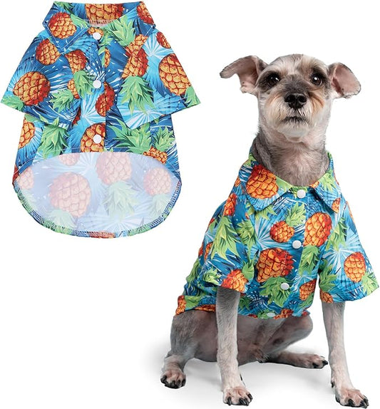 PUPTECK Dog Shirt, Cute Puppy Cat Polo T-Shirt, Soft Summer Pet Clothes Boy Girl Outfit for Small Medium Sized Dogs, Hawaiian Costume Blue S