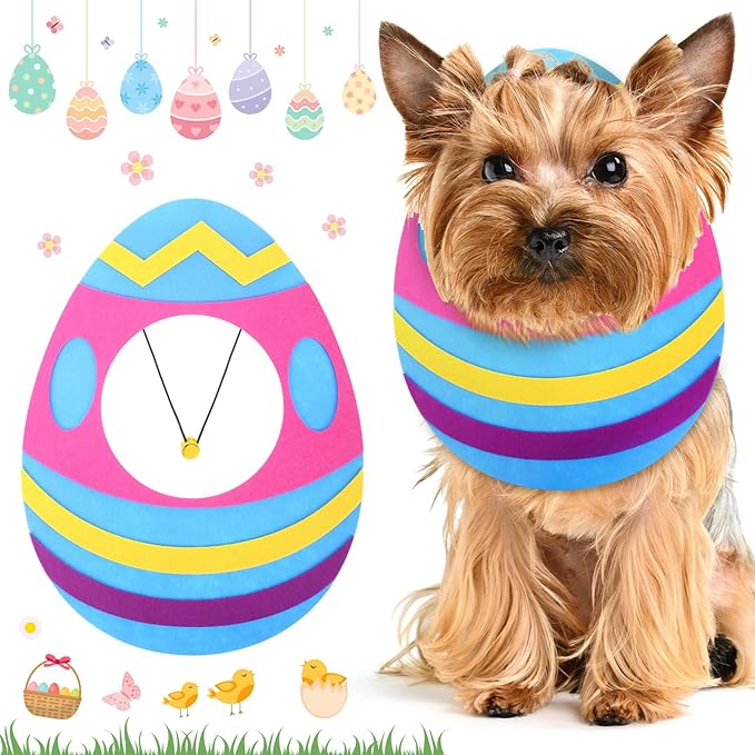 Cute Easter Dog Costume Adjustable Egg Dog Shaped Hat Headwear for Easter Party Pets Cats Festive Bunny Ears Decorative Accessory for Puppy Holiday Dress up(Small)