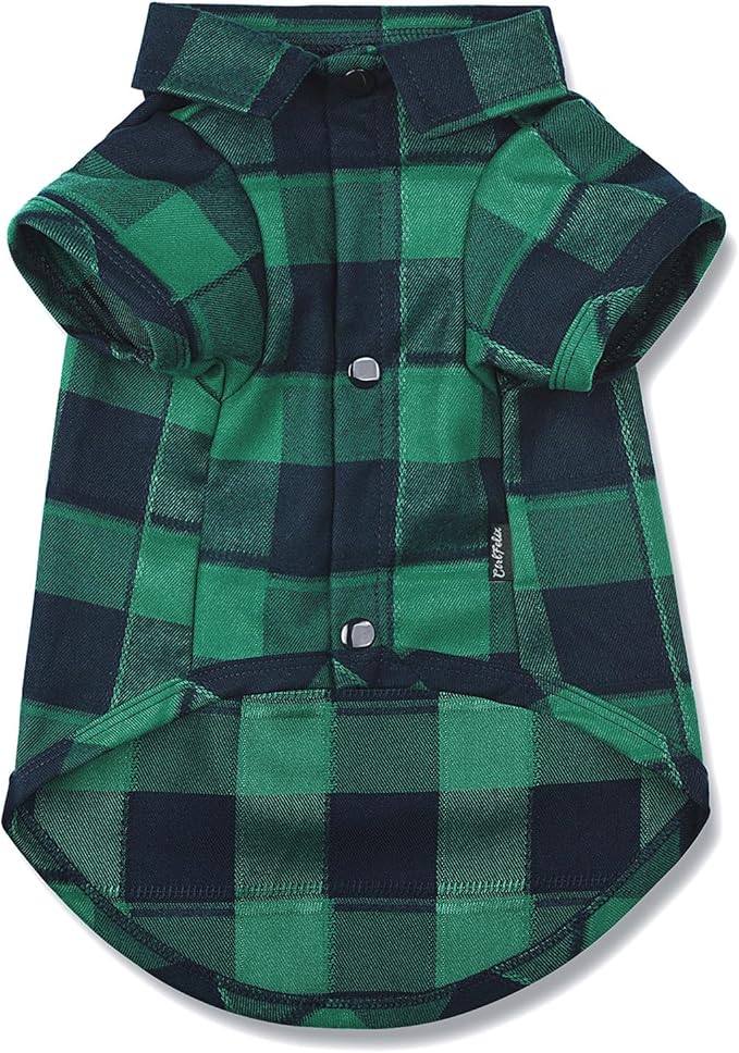 Dog Shirt Plaid Puppy Clothes for Small Medium Large Dogs Cats Boy Girl Kitten Soft Pet T-Shirt Breathable Tee Outfit Adorable Grid Apparel Thanksgiving [Green#1; 2XL]
