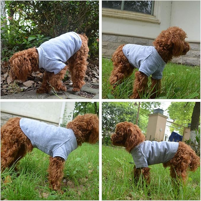 Lovelonglong Pet Clothing Dog Costumes Basic Blank T-Shirt Tee Shirts for Medium Large Dogs Gray XXL+