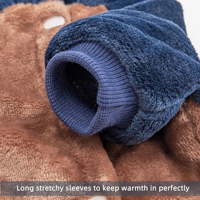 FabriCastle Dog Hoodie Sweater for Small Dogs Boy and Girl, Small Dog Clothes XS XXS Puppy Sweatshirt, Pet Outfit, Cat Clothing Super Soft Warm Snap On Closure (Camel-Navy, Large)