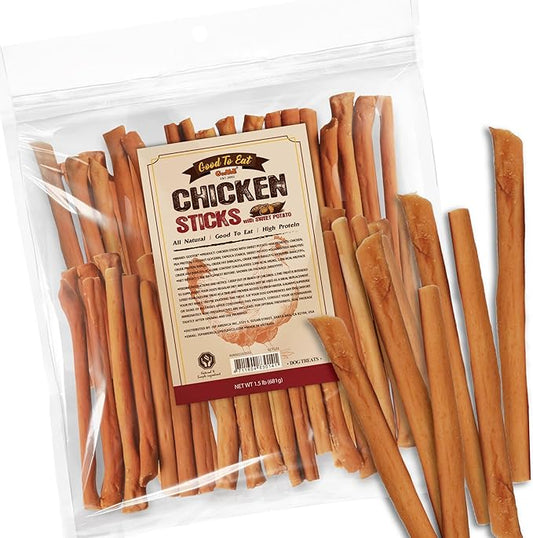 Gootoe Chicken Dog Treats – Chicken Sticks with Sweet Potato 1.5 lb – All Natural, Hypoallergenic & Grain-Free, Low Fat, Premium Training Chews, Healthy & Easily Digestible, Resealable Bag