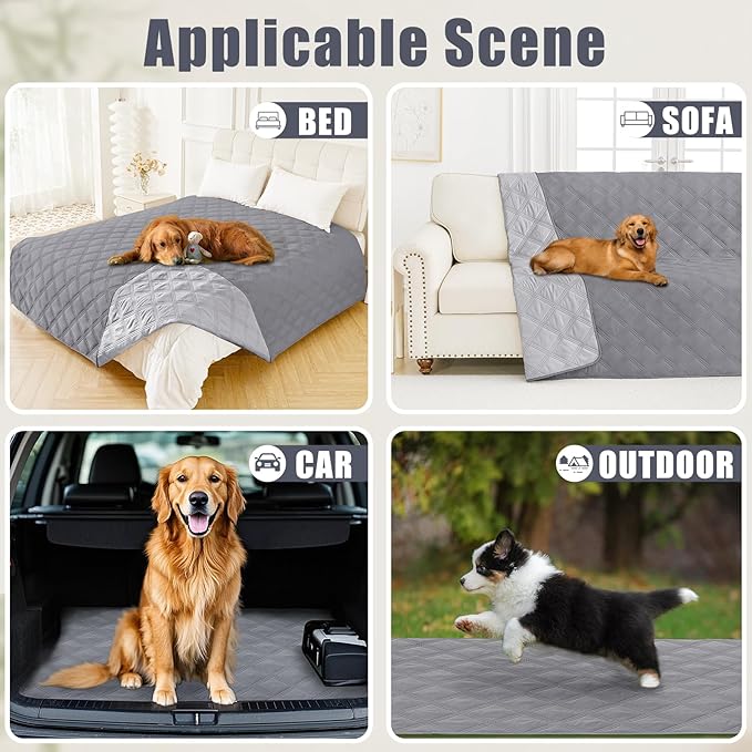 Smiry Waterproof Dog Bed Cover Blanket 30x53, Soft Reversible Pet Blanket, Washable Leakproof Cats Dogs Couch Cover for Sofa, Couch, Furniture, Grey/Light Grey