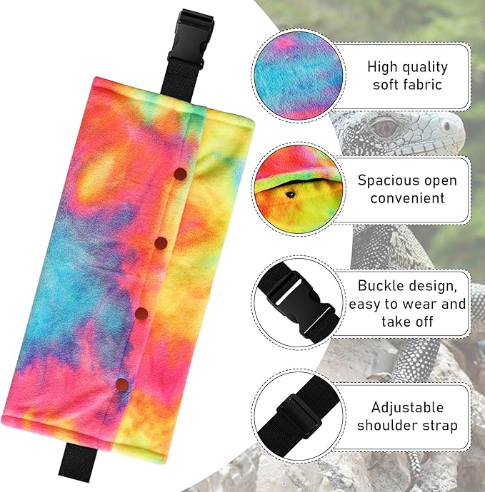 Bearded Dragon Carrier and Leather Leash, Adjustable Harness and Reptile Small Pet Coral Fleece Backpack for Outdoor Travel Walking Rest - Red