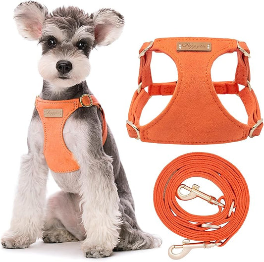 Puppytie No Pull Small Dog Harness with Multifunction Dog Leash,Lightweight Soft Adjustable No Choke Escape Proof Pet Harness Vest Pet Harness Vest,Orange,S