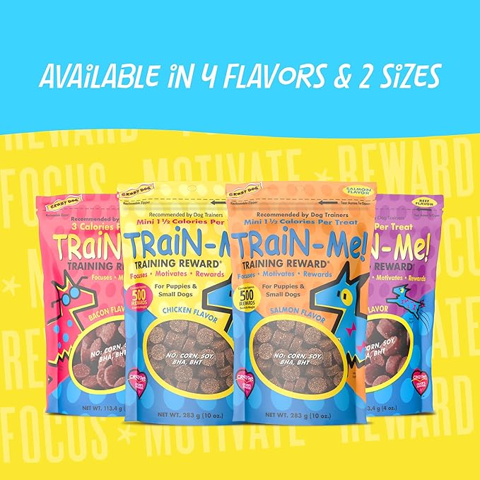Crazy Dog Mini Train-Me! Training Treats 10 oz. Pouch, Chicken Flavor, with 500 Treats per Bag, Recommended by Dog Trainers