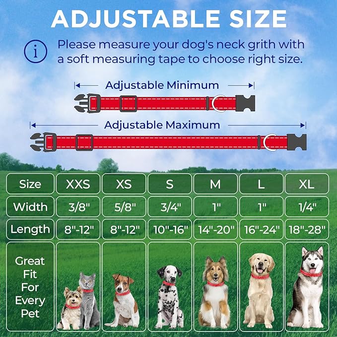 TECEUM Reflective Pet Collar – Red – XL – Extra Soft Padding – Basic Nylon Dog Collar – Quick Release Buckle – Fits Small, Medium and Large Dogs, Puppies, Cats – ESA & Service Dog Options