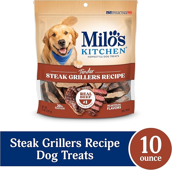 Milo's Kitchen Homestyle Dog Treats, Steak Grillers, 10 Ounce, High Protein, No Artifical Flavors